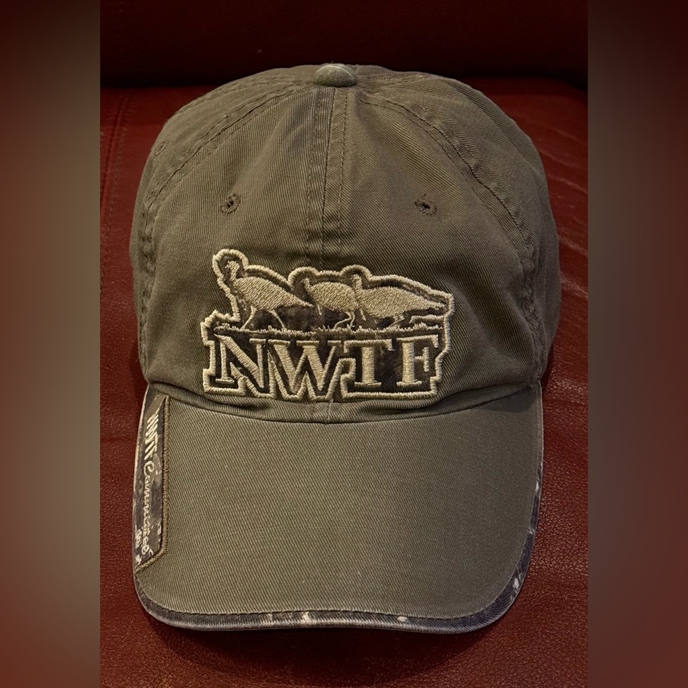 NWTF Committee Green Hunting Camo Trim Hat Cap National Wild Turkey Federation